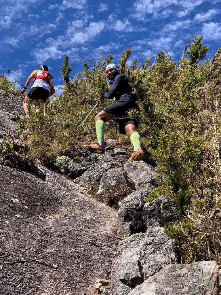 Andrey climbing the rocks on Serra Fina