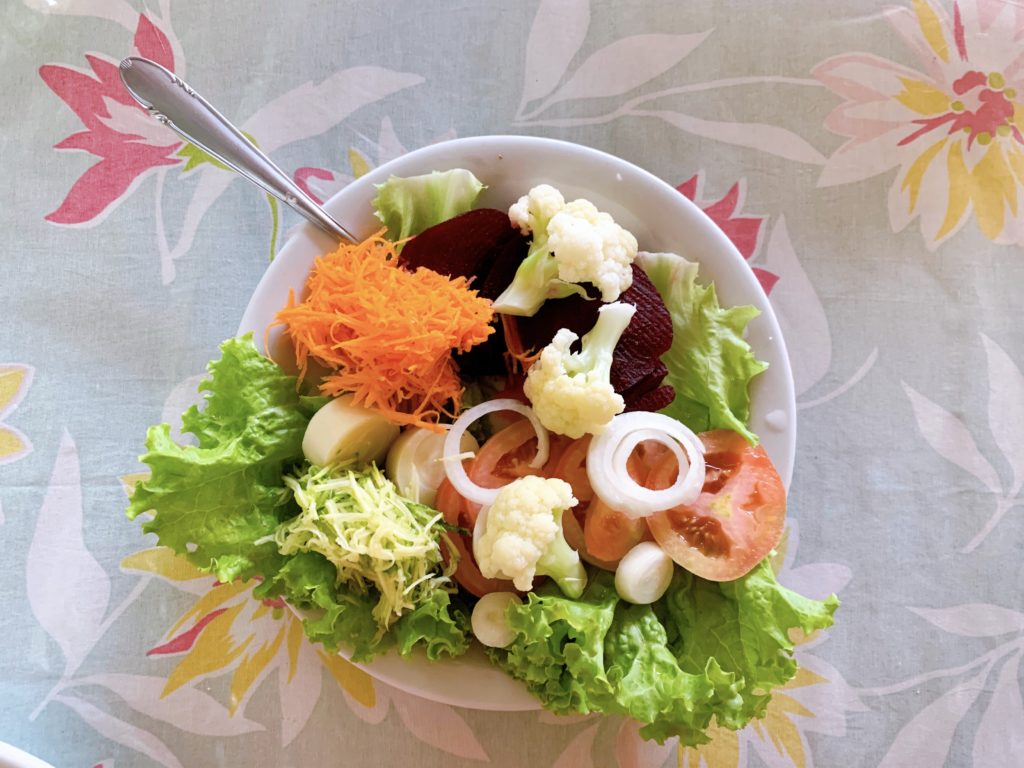 Starter salad at the restaurant