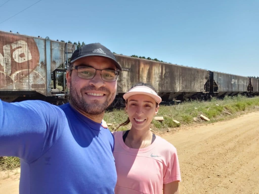 A train crossing right as we ran by