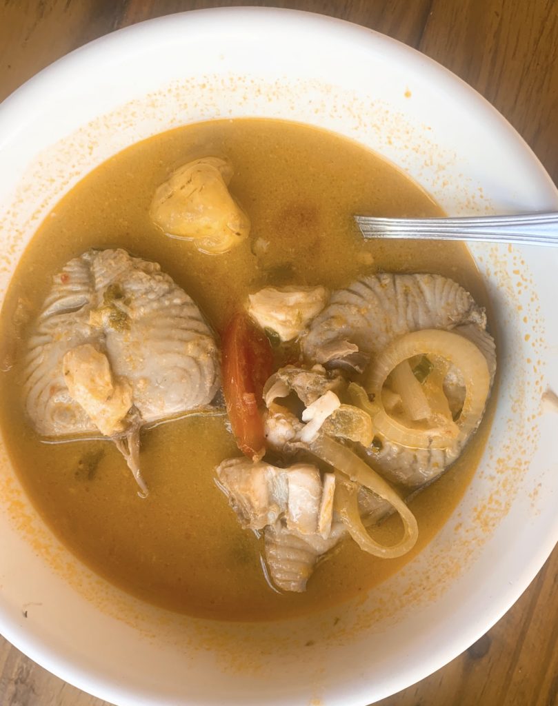Fish in coconut and cashew sauce, which Andrey loved