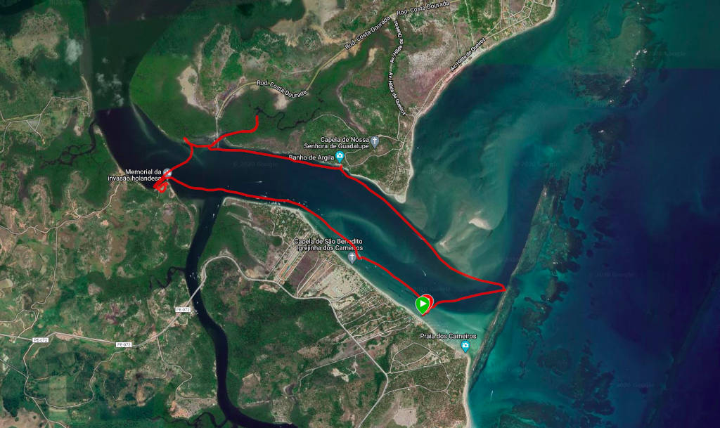 Map of the boat tour around Praia dos Carneiros