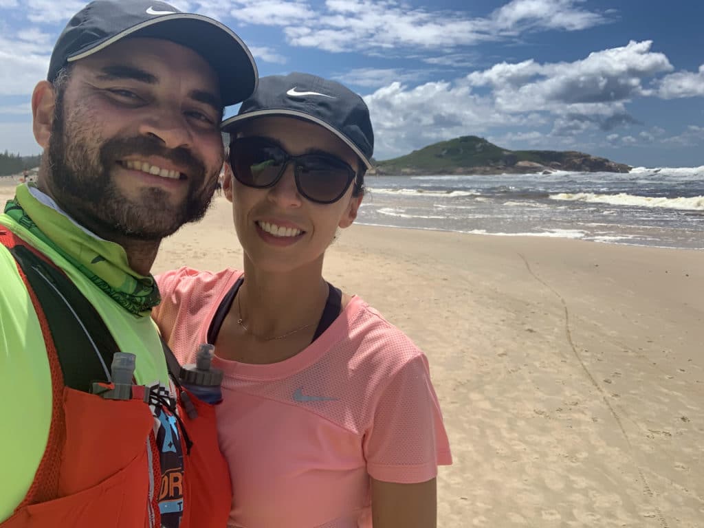 Praia da Ferrugem and the hill we had to climb