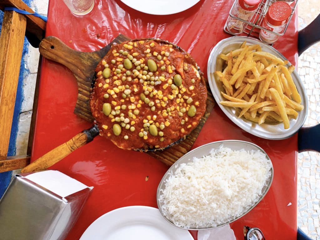 Parmigiana and sides at Restaurante do Dirceu
