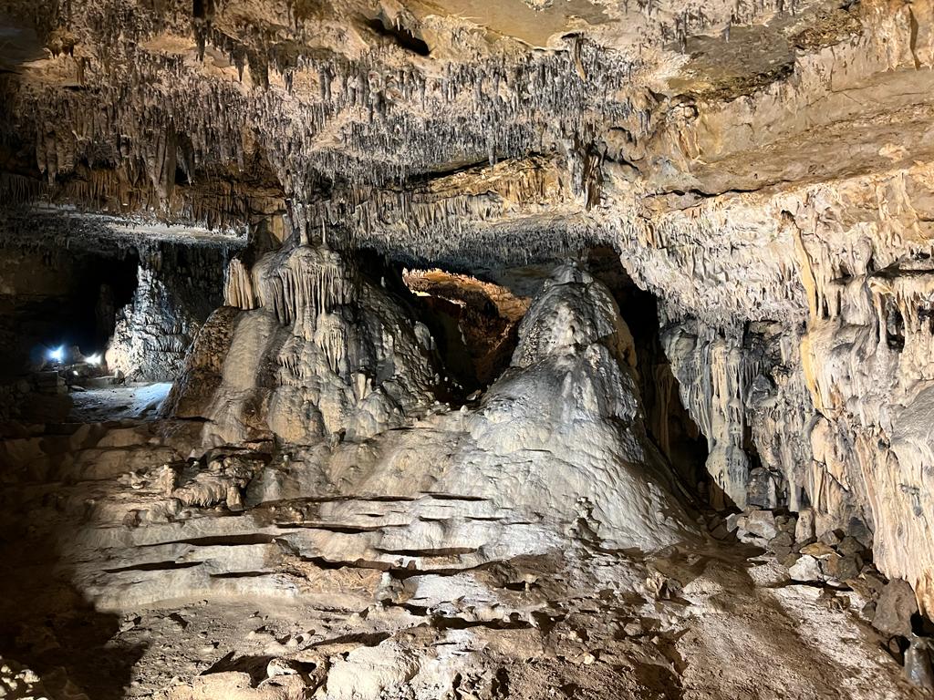 Stalactites and stalagmites in the Grottes d’Arcy-sur-Cure, Burgundy