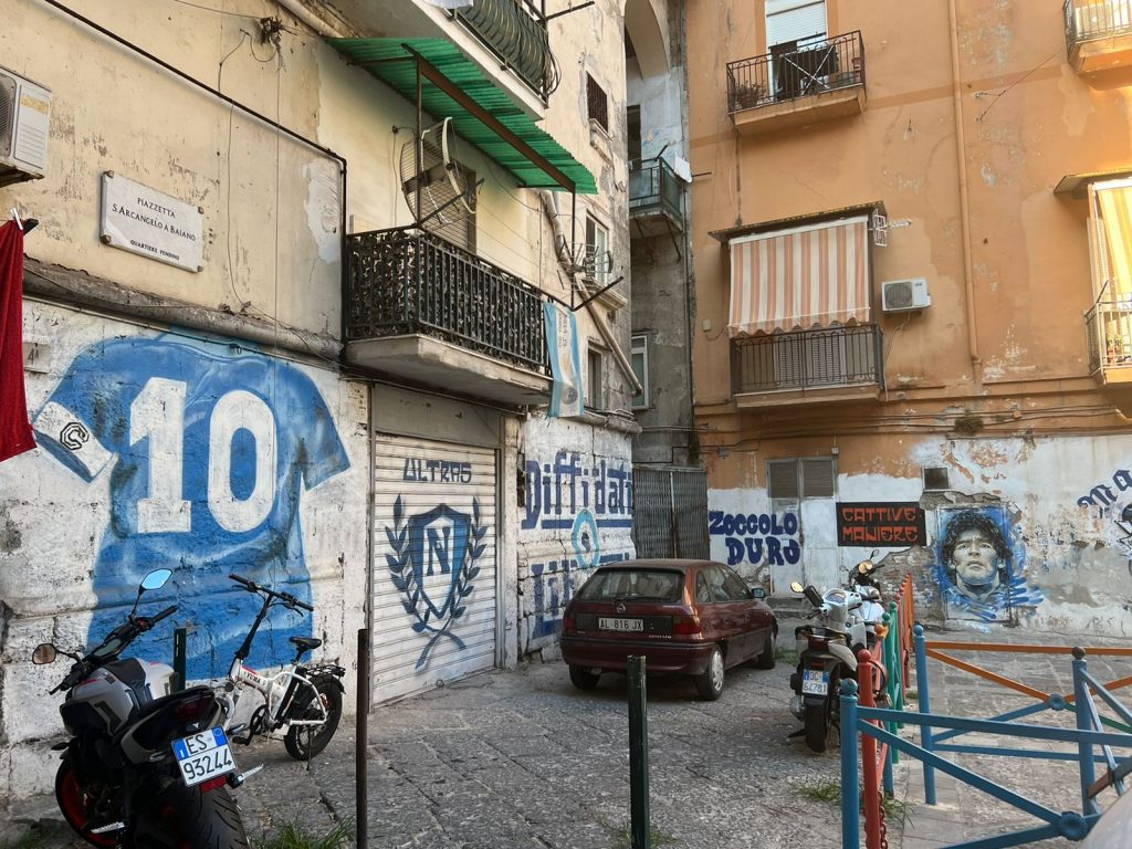 Streets of Naples with Maradona graffiti