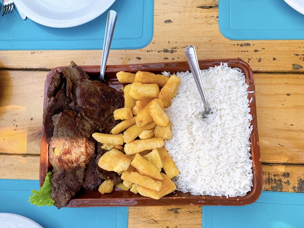 Our main course, miolo de alcatra with fried cassava