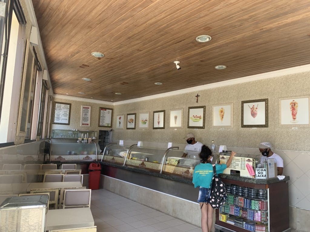 Indoor dining room at the ice cream shop
