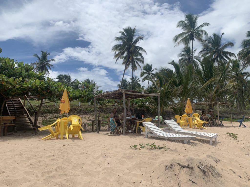 Tents and chairs at Cabana do João, Praia do Cassange