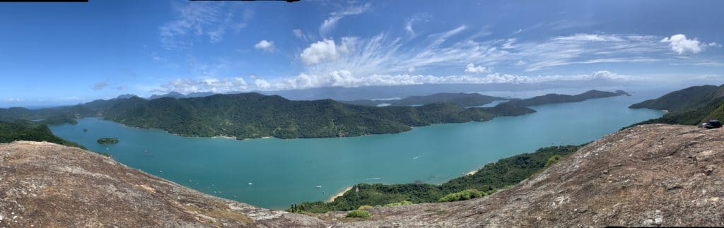 Panoramic view from Pico do Pão de Açúcar over Saco do Mamanguá
