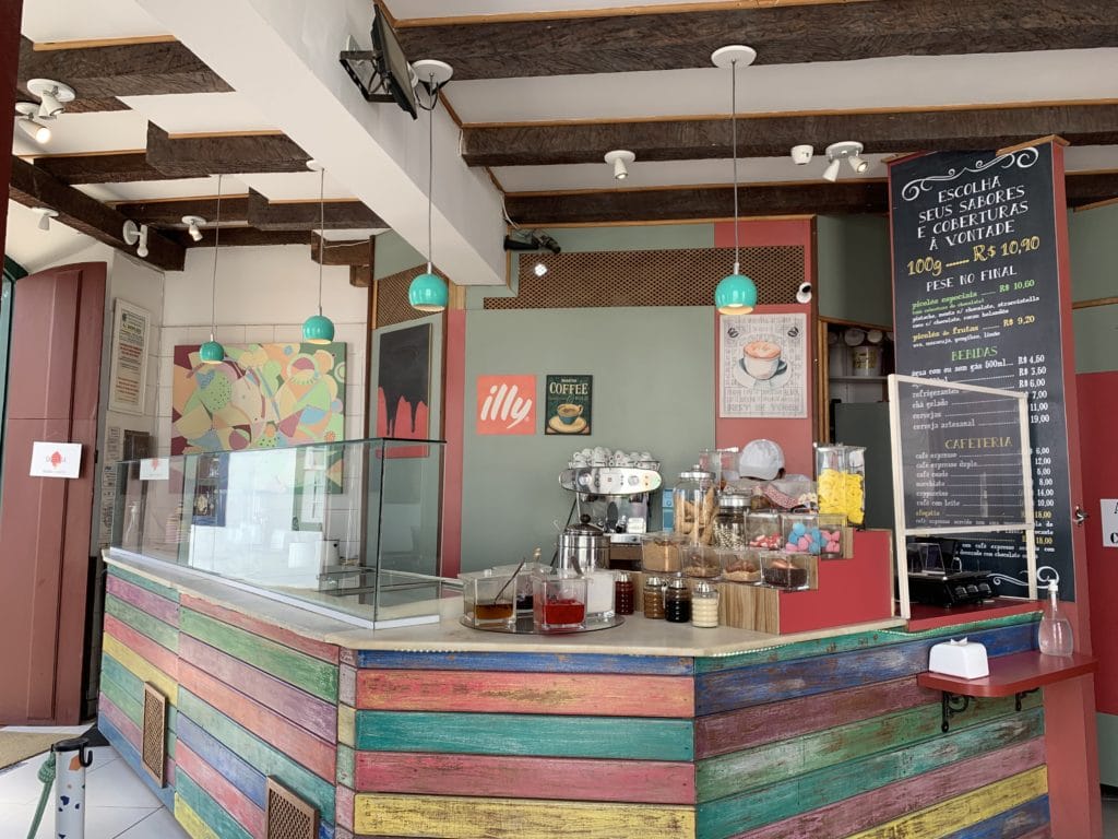The shop at Sorveteria Pistache, a tip for ice cream shops in Paraty’s historic center