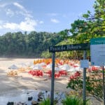 Praia da Ribeira, with plenty of chairs, Itacaré