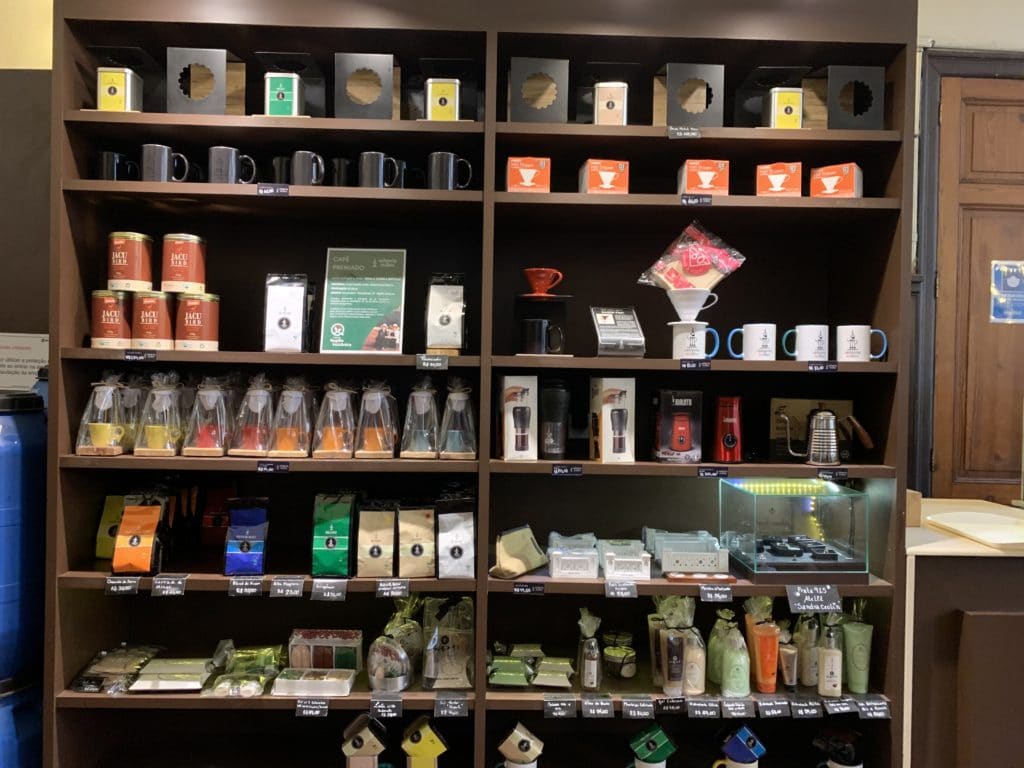 Products at the coffee museum’s café
