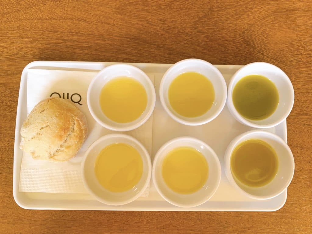 Olive oil tasting, served with bread