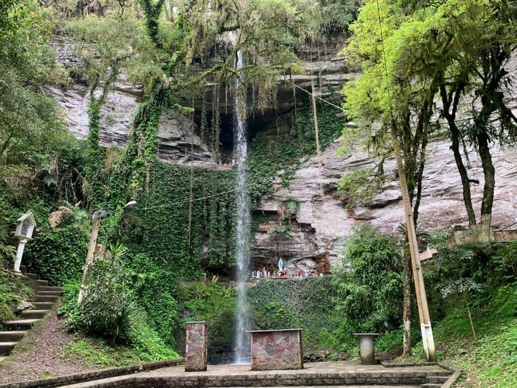 Gruta Nossa Senhora de Lourdes and its beautiful waterfall